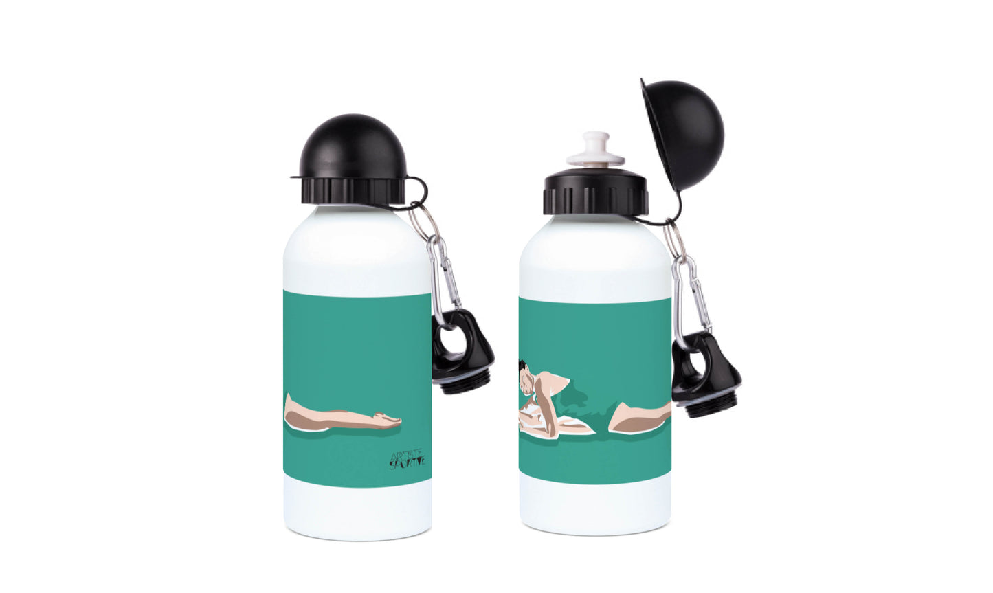 Gourde personnalisée, gourde personnalisable, gourde gymnastique, gourde verte, gourde école, gourde entraînement, gymnaste, imprimée et dessinée à Tours