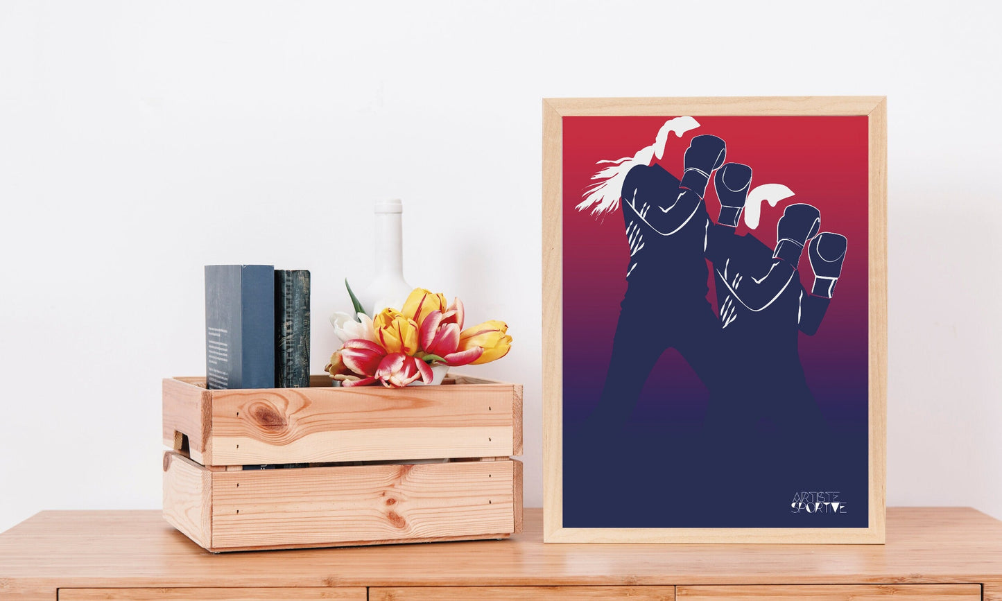 Affiche boxing "Sur le ring du boxeur et de la boxeuse" - 50% de réduction