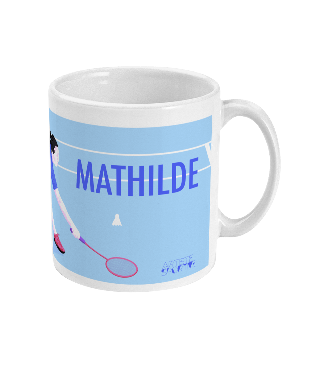 Tasse ou mug "Joueuse de badminton" - Personnalisable