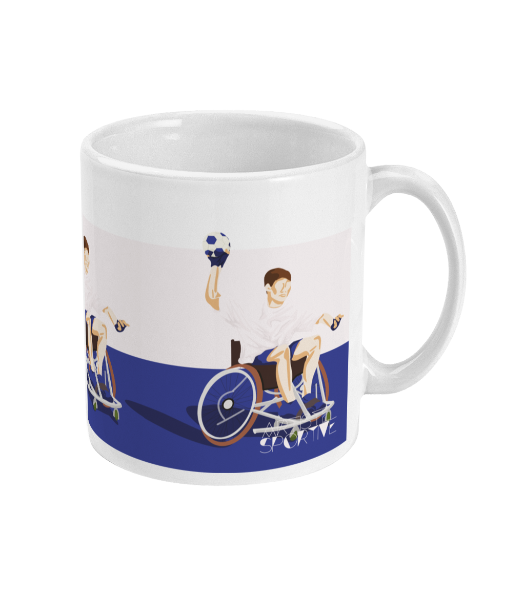 Tasse ou mug handfauteuil "Handball en bleu" - Personnalisable