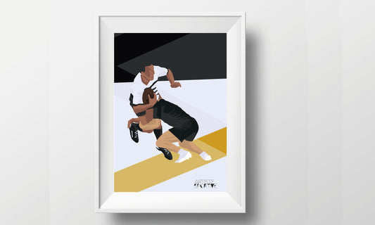 Affiche "Rugby noir et jaune"