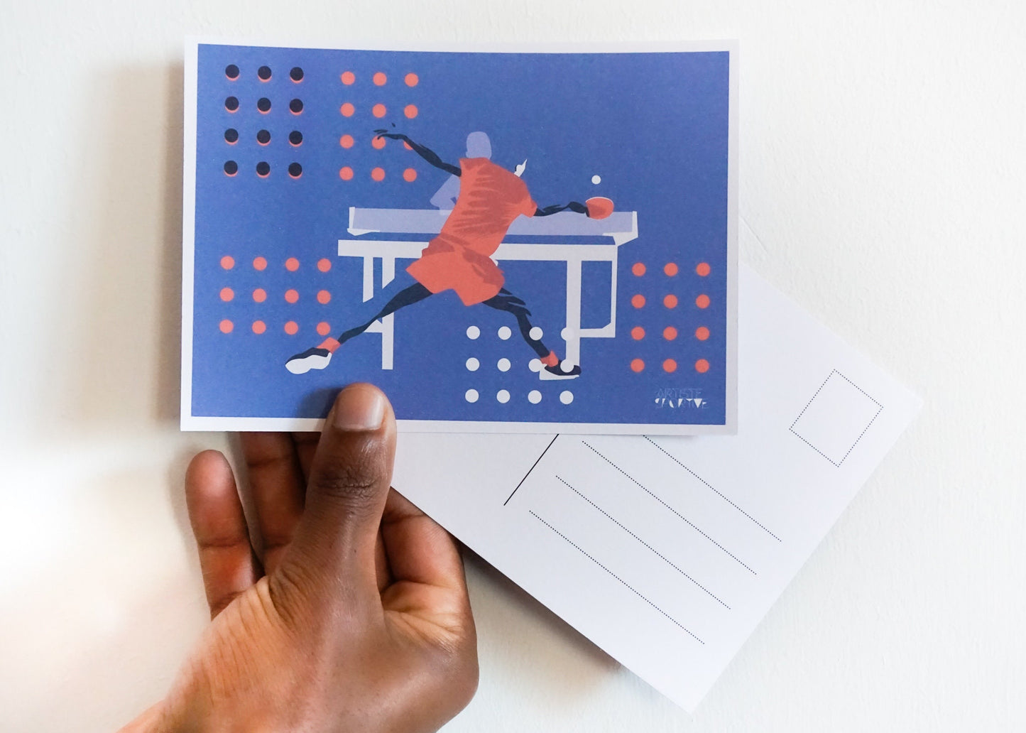 Affiche Ping Pong "Tennis de table en bleu violet" - 50% de réduction