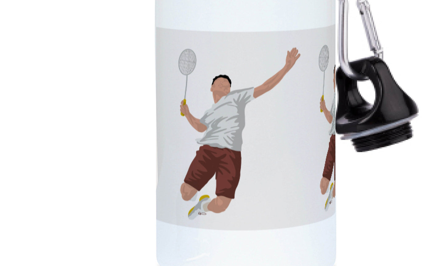 Gourde aluminium "Joueur de badminton" - personnalisable