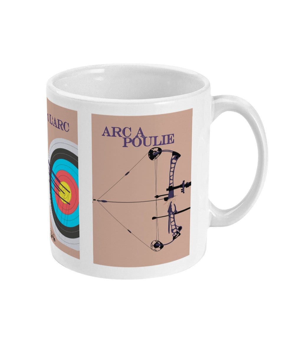 Archery cup or mug "The target, the recurve and the compound bow" - customizable