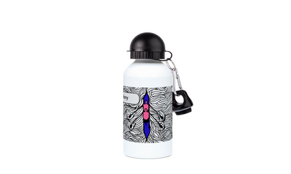 a water bottle with a keychain attached to it