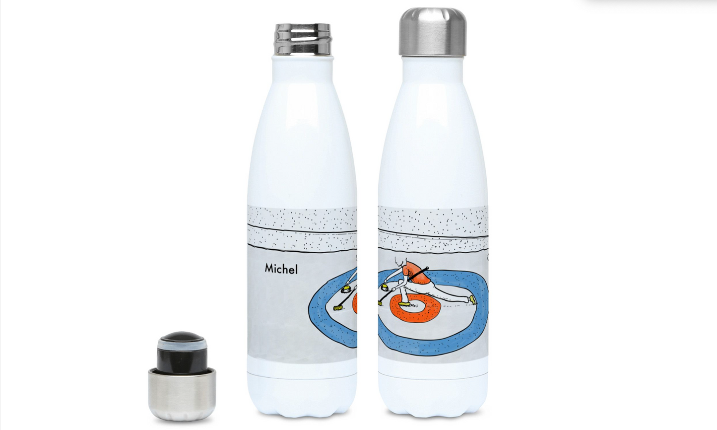 a couple of water bottles sitting next to each other