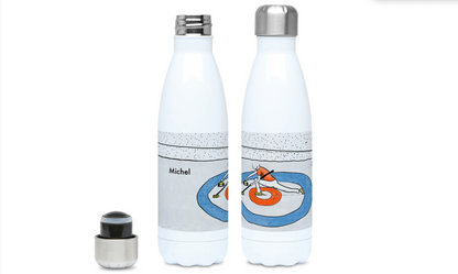 a couple of water bottles sitting next to each other