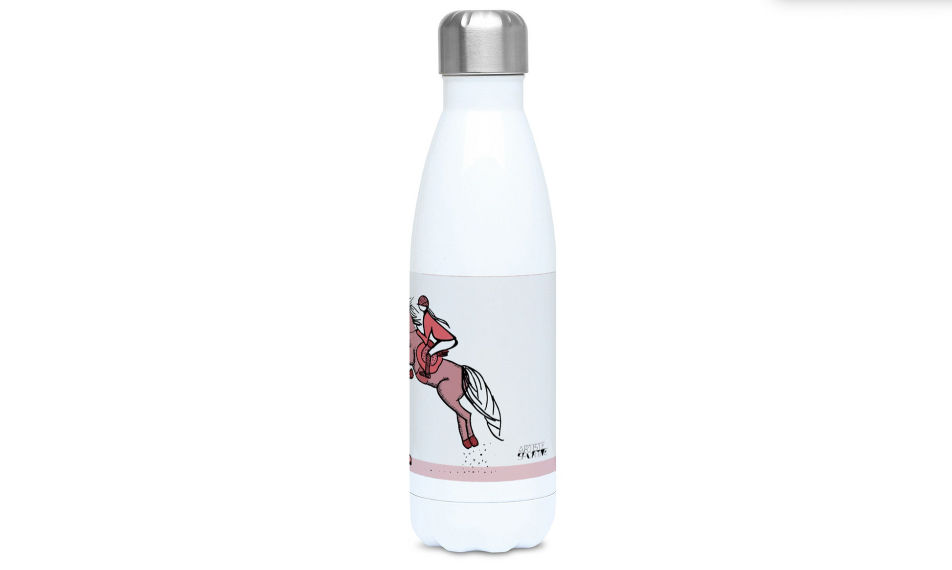 a water bottle with a picture of a horse on it
