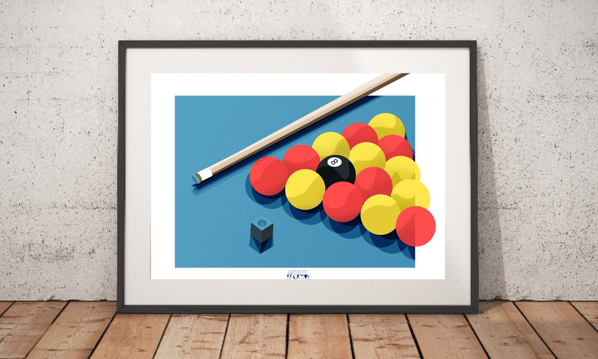 a picture of a pool ball game with a pool cue