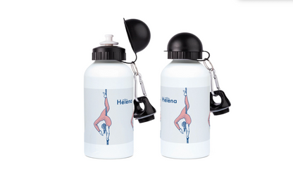 a pair of water bottles with a black cap