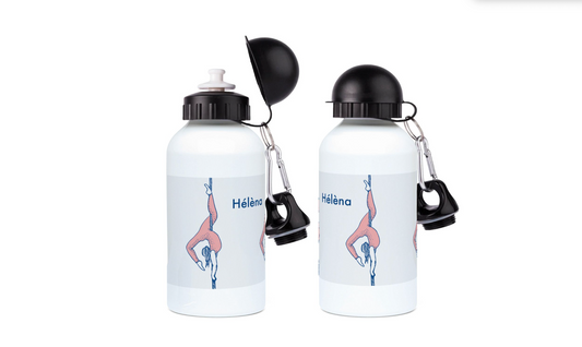 a pair of water bottles with a black cap
