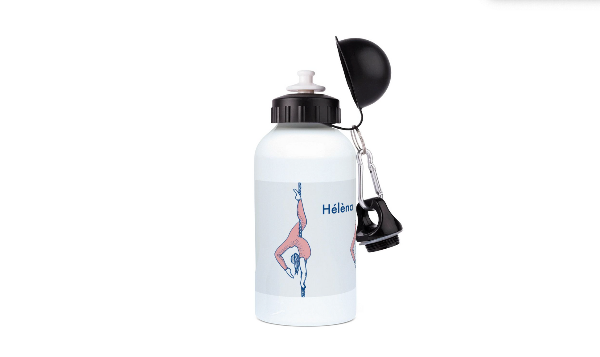 a water bottle with a spoon attached to it