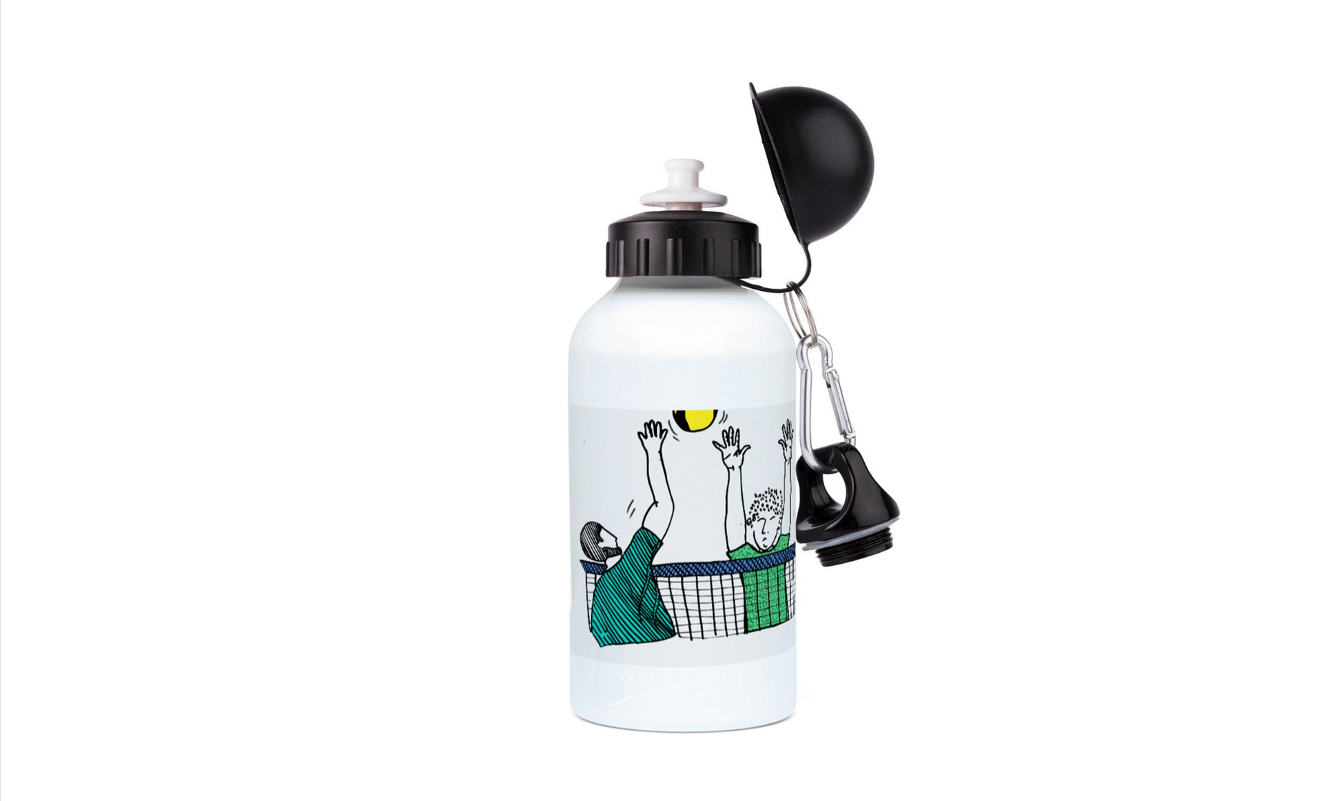 a water bottle with a tennis racket on it