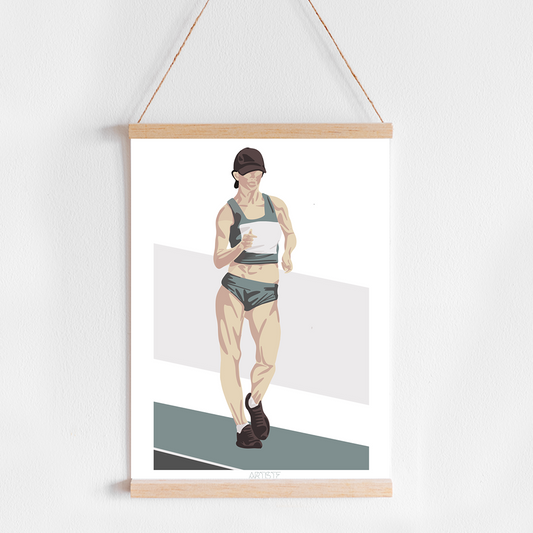 a picture of a woman in a bathing suit hanging on a wall