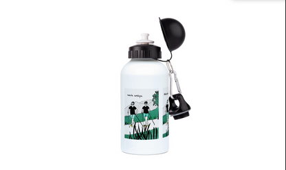 a water bottle with a clip attached to it