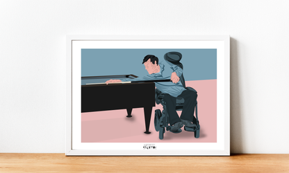 a picture of two people sitting at a piano