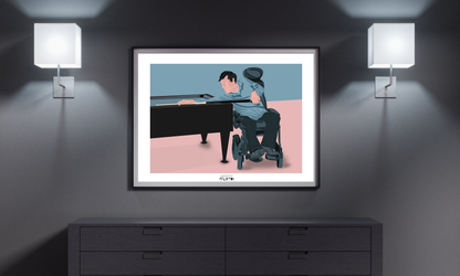 a painting of two people sitting at a piano