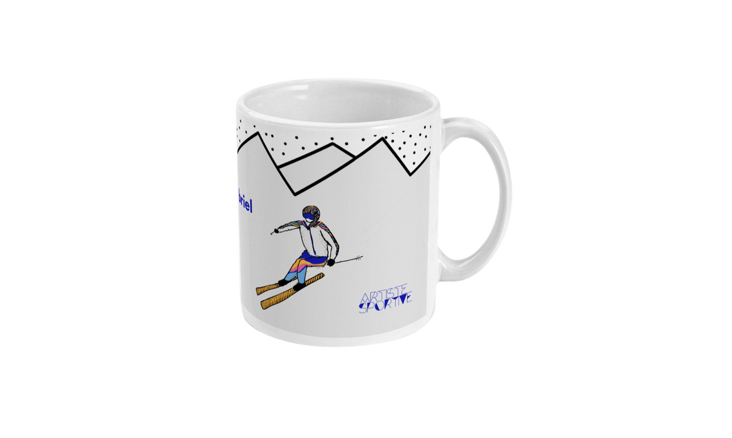Tasse ski "skieur ou skieuse dans la montagne" - Personnalisable