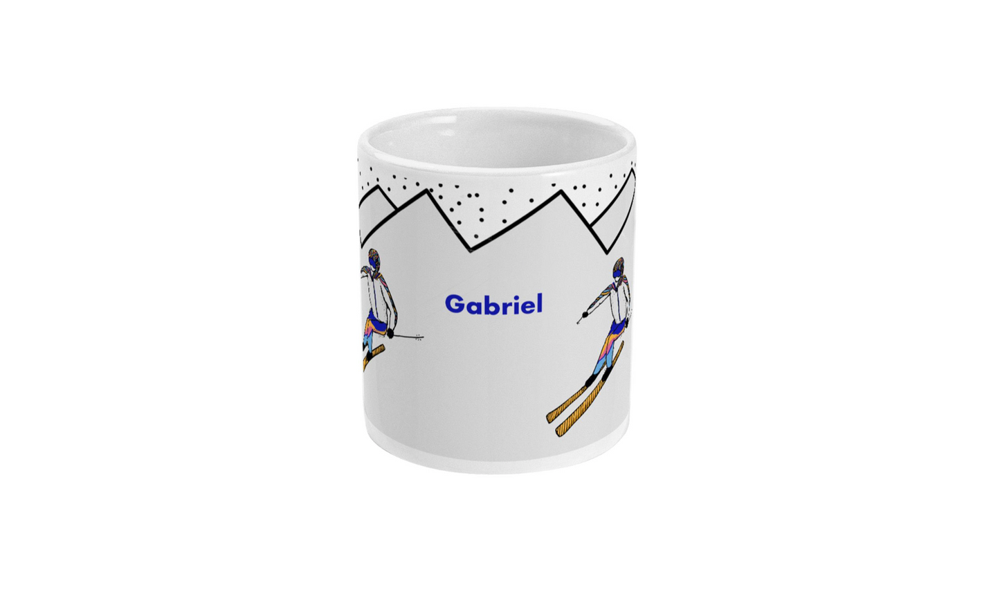 Tasse ski "skieur ou skieuse dans la montagne" - Personnalisable