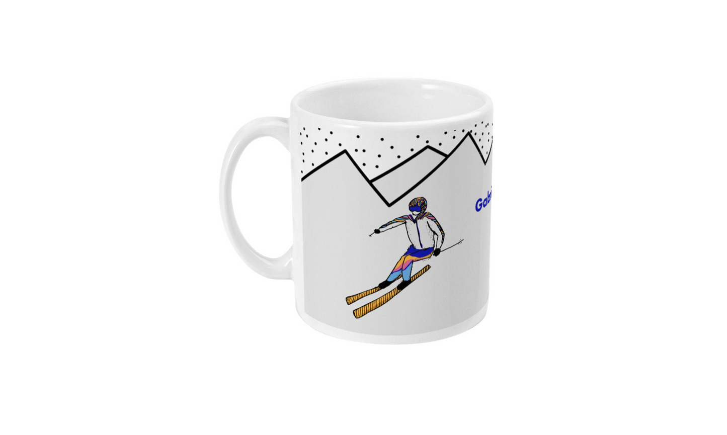 Tasse ski "skieur ou skieuse dans la montagne" - Personnalisable