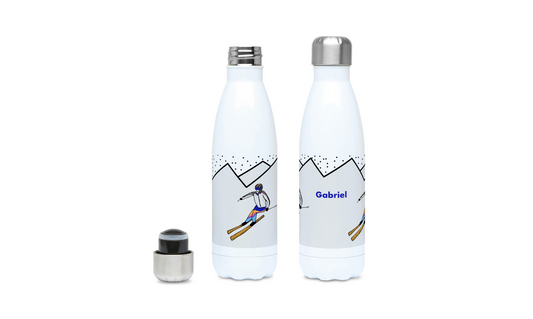 Gourde isotherme ski "skieur ou skieuse dans la montagne"- Personnalisable