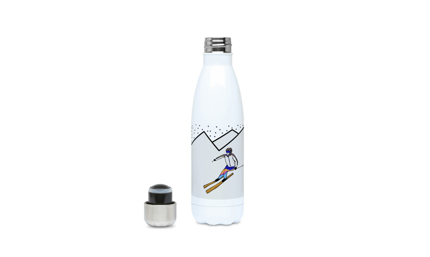 Gourde isotherme ski "skieur ou skieuse dans la montagne"- Personnalisable