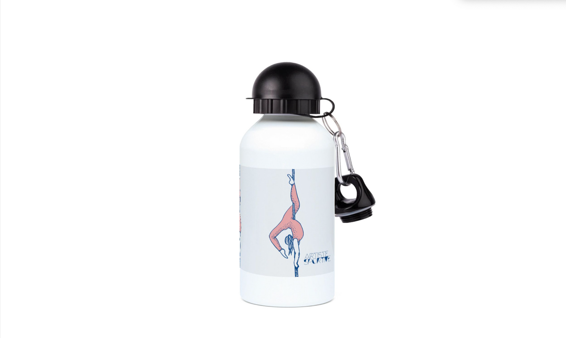 a water bottle with a keychain attached to it