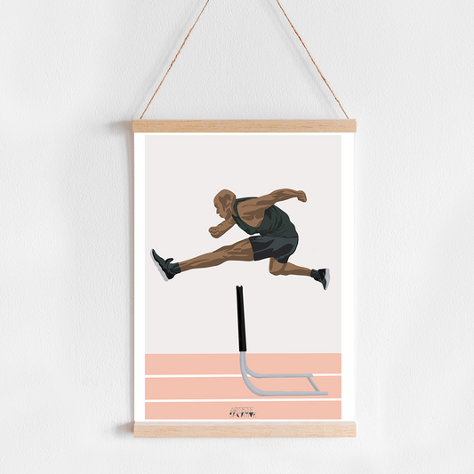 a picture of a person jumping over a hurdle