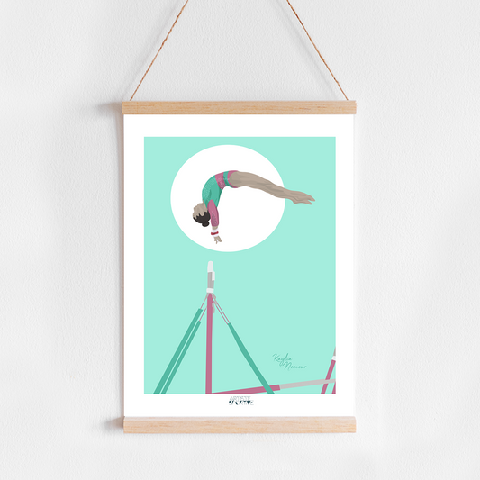 a picture hanging on a wall with a bird on a tripod