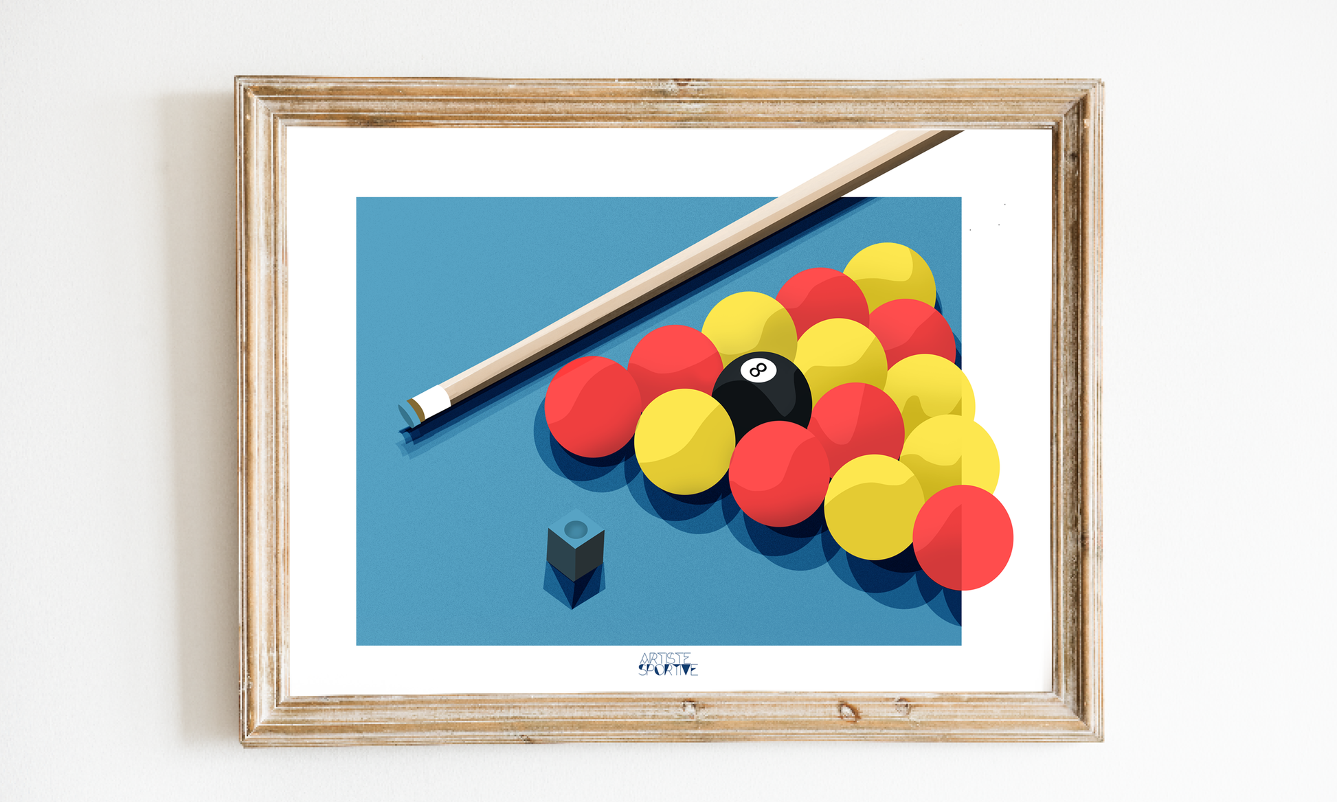 a picture of a pool ball game with a cue