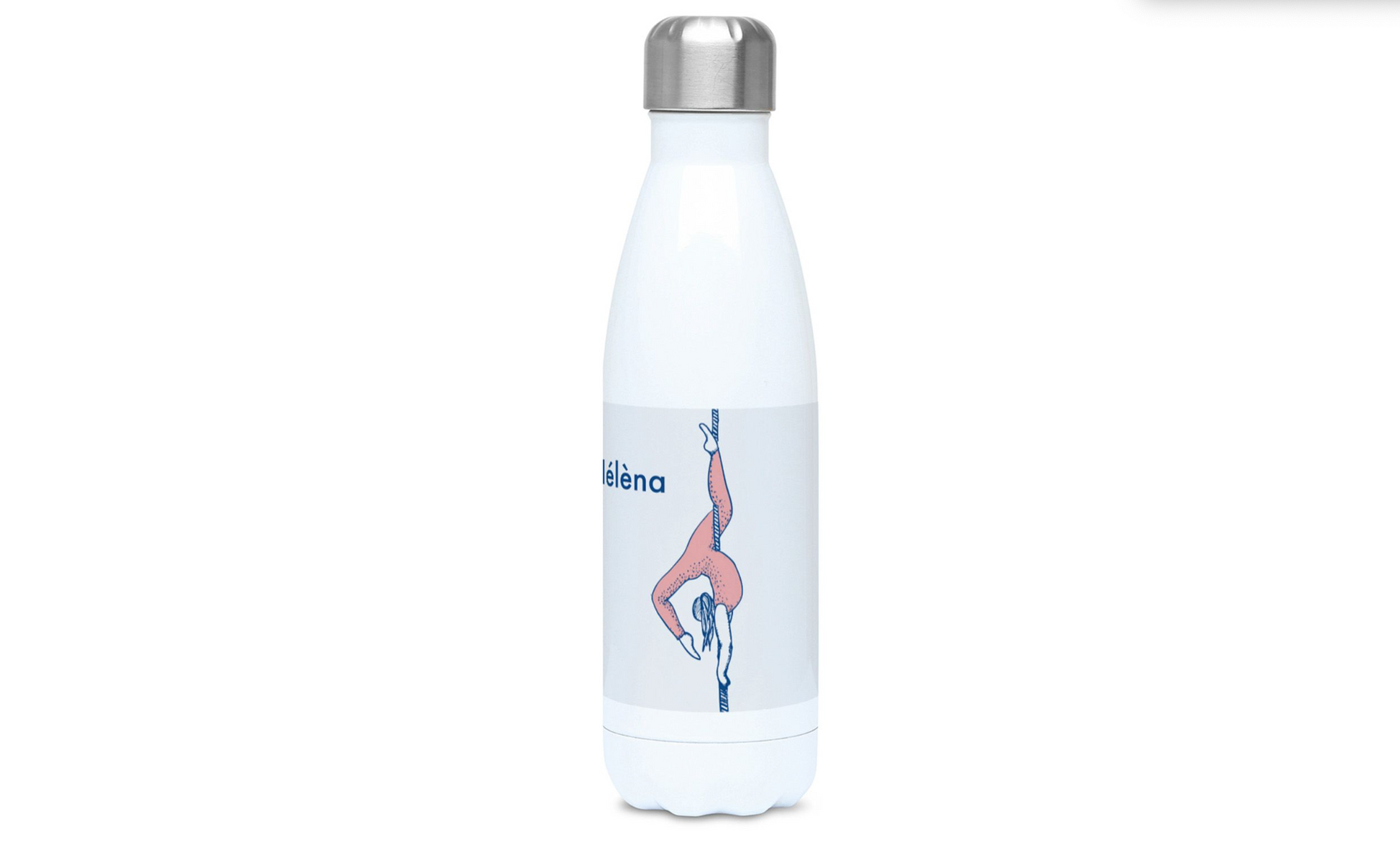 a water bottle with a picture of a person on it