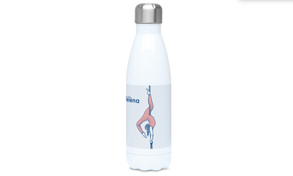 a water bottle with a picture of a person on it