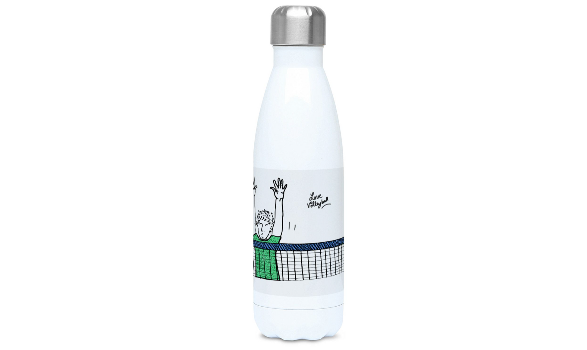 a water bottle with a picture of a tennis player on it