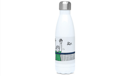 a water bottle with a picture of a tennis player on it