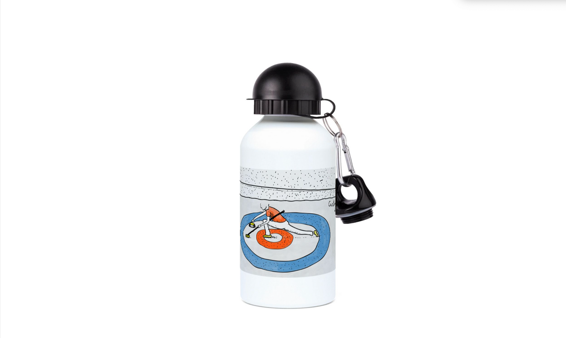 a water bottle with a keychain attached to it