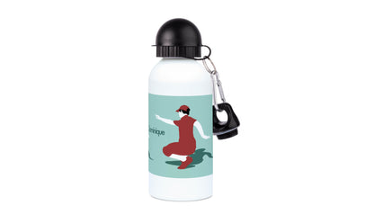 a water bottle with a keychain attached to it