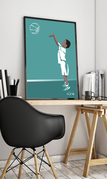 Basketballplakat „Der Junge, der Basketball spielt“