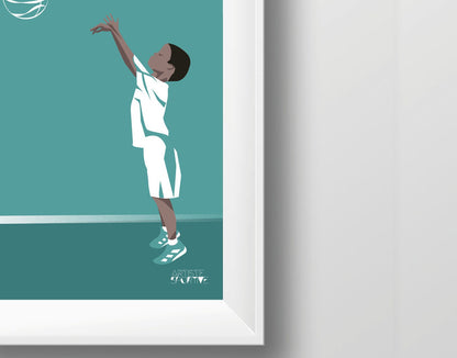 Basketballplakat „Der Junge, der Basketball spielt“