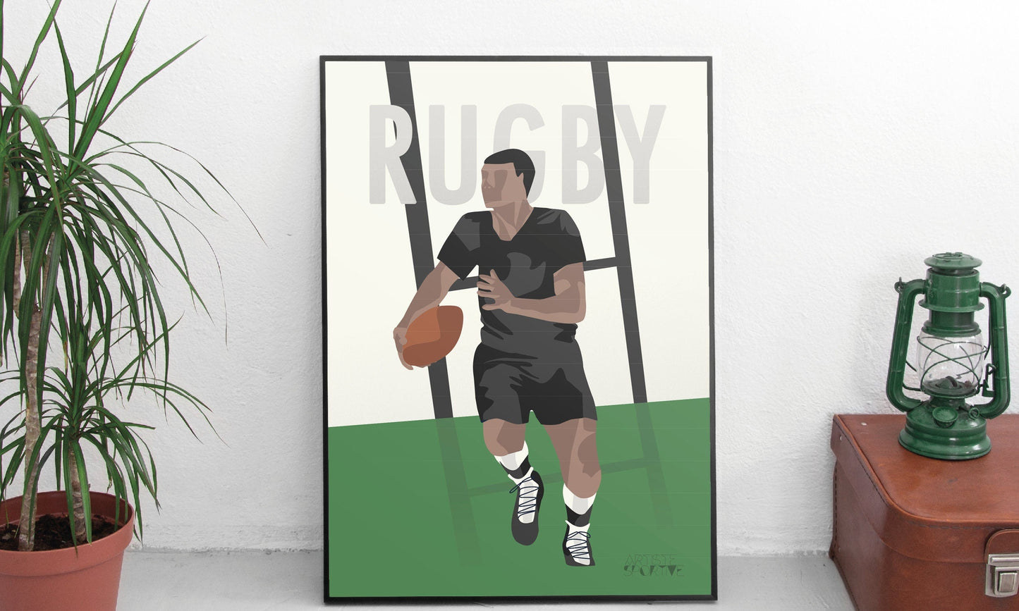 Affiche "Rugby homme vintage"