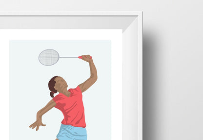 Affiche "Joueuse de badminton" - personnalisable