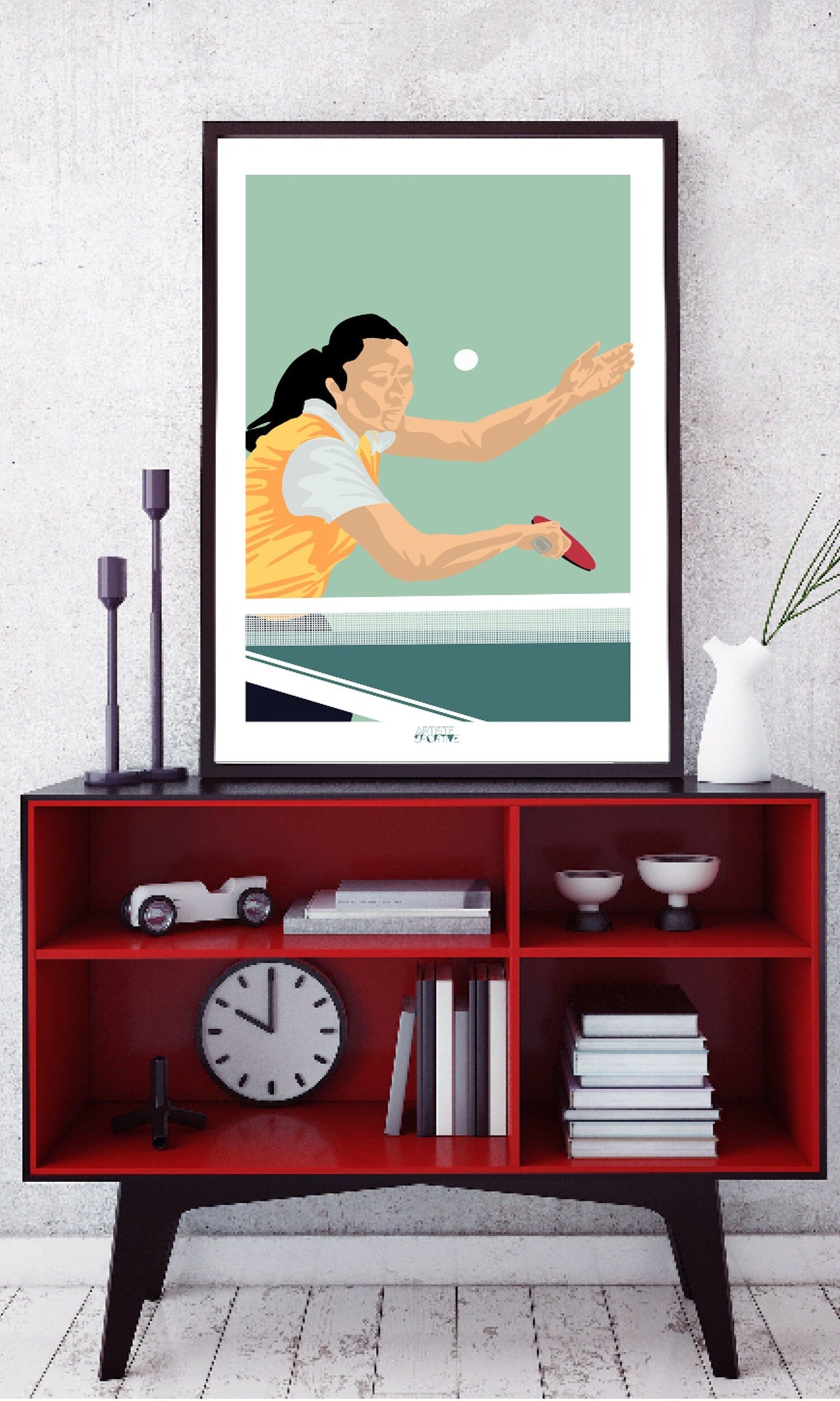 Affiche Ping Pong "La pongiste de tennis de table" - personnalisable