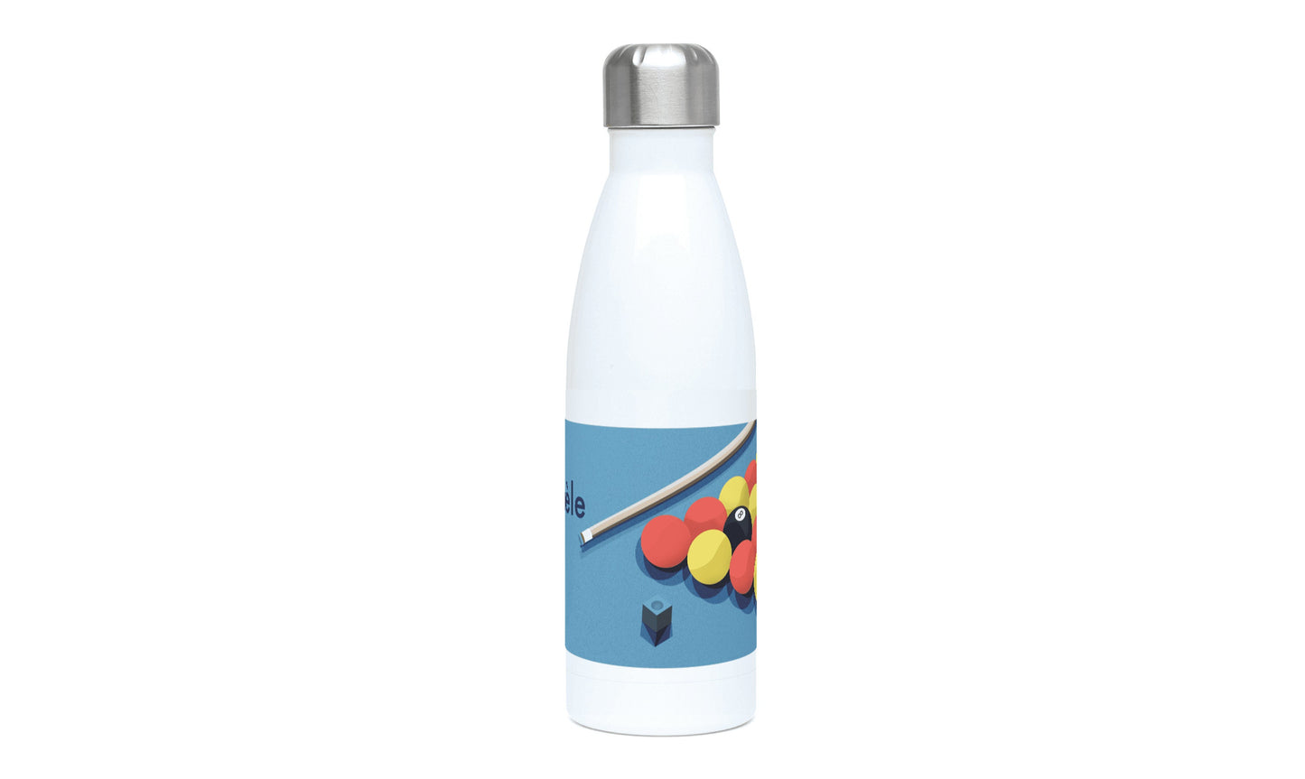 a white water bottle with a colorful design on it