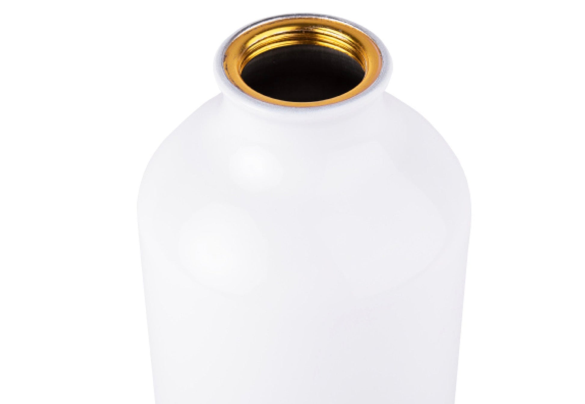 a white vase with a gold top on a white background