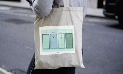 a person holding a bag with a picture on it