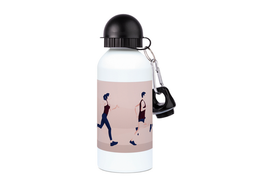 Aluminium-Leichtathletik-Rennflasche „Ein Mann und eine Frau laufen“ – anpassbar