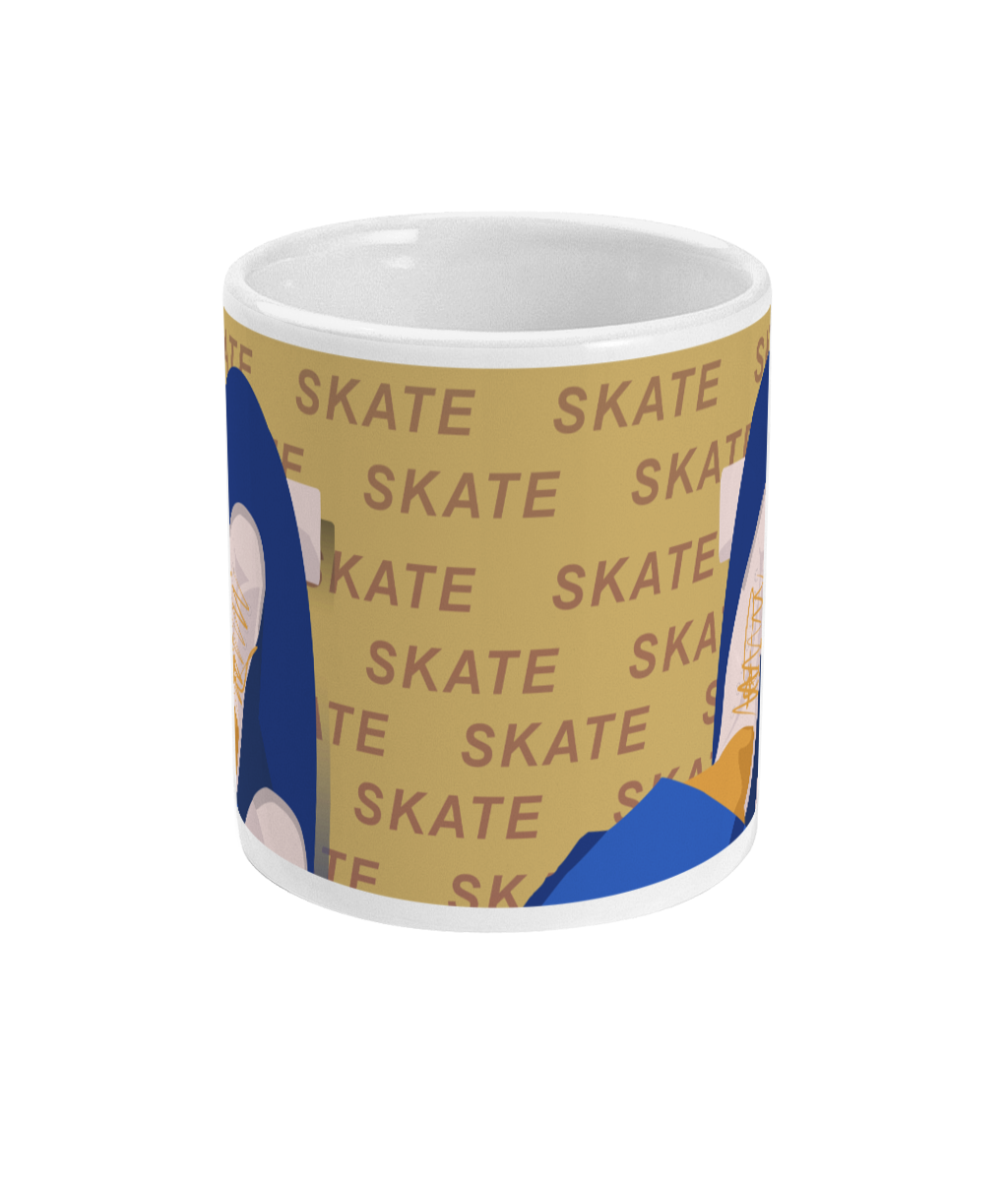 Tasse ou mug "skate en jaune" - Personnalisable