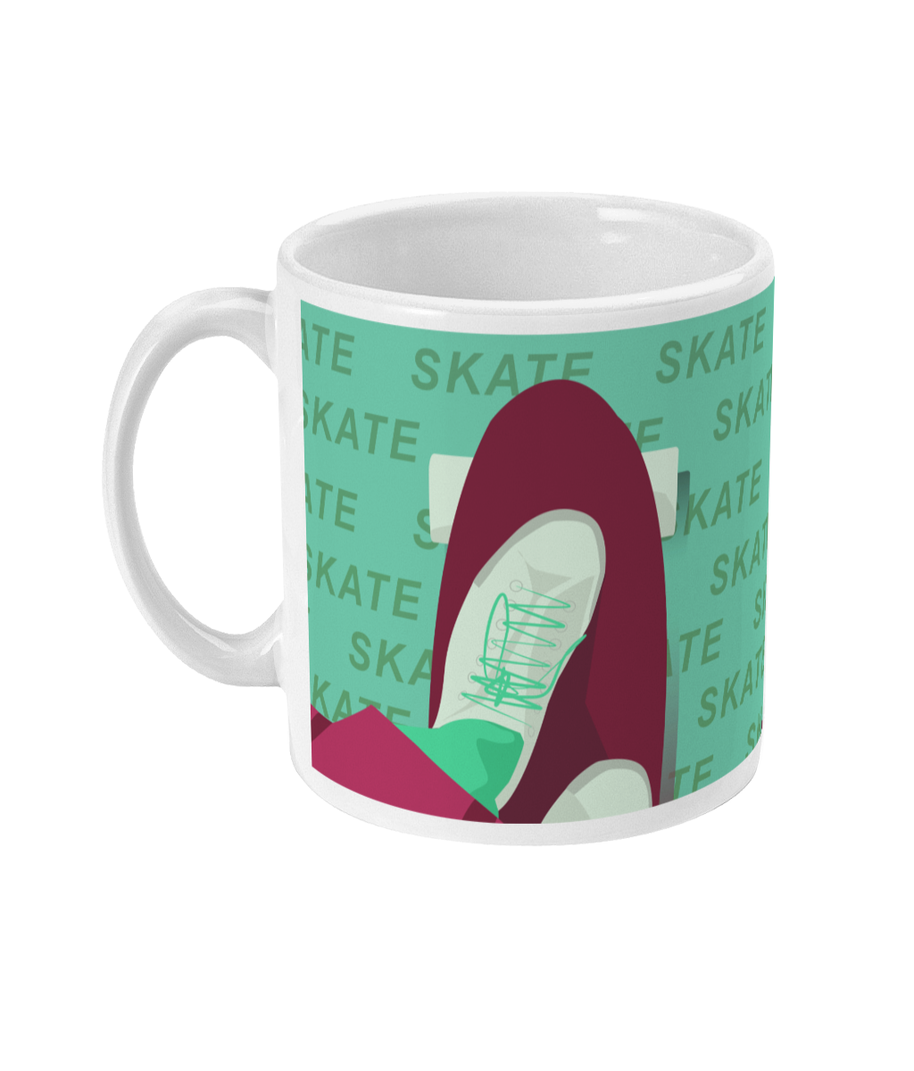 Cup or mug "skate in burgundy green" - Customizable