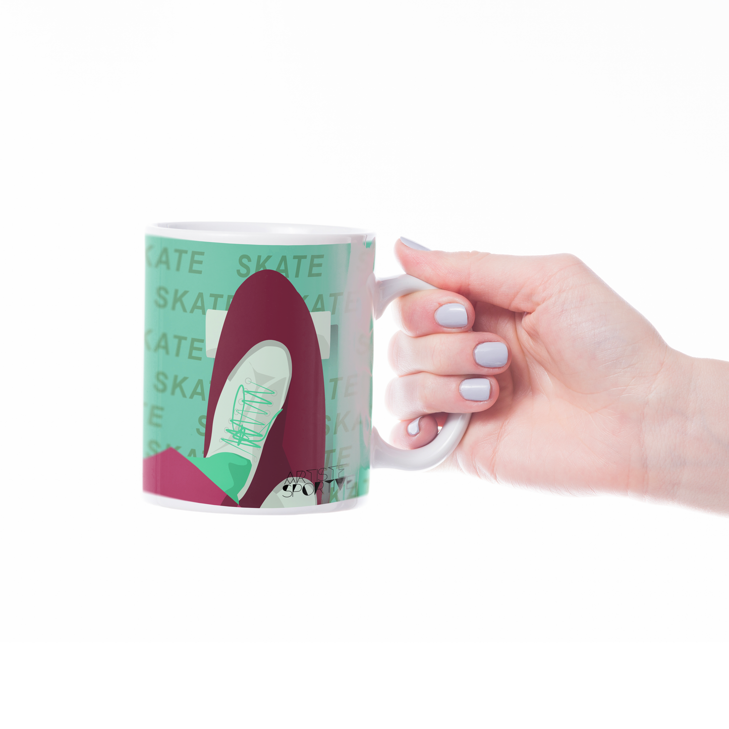 Cup or mug "skate in burgundy green" - Customizable