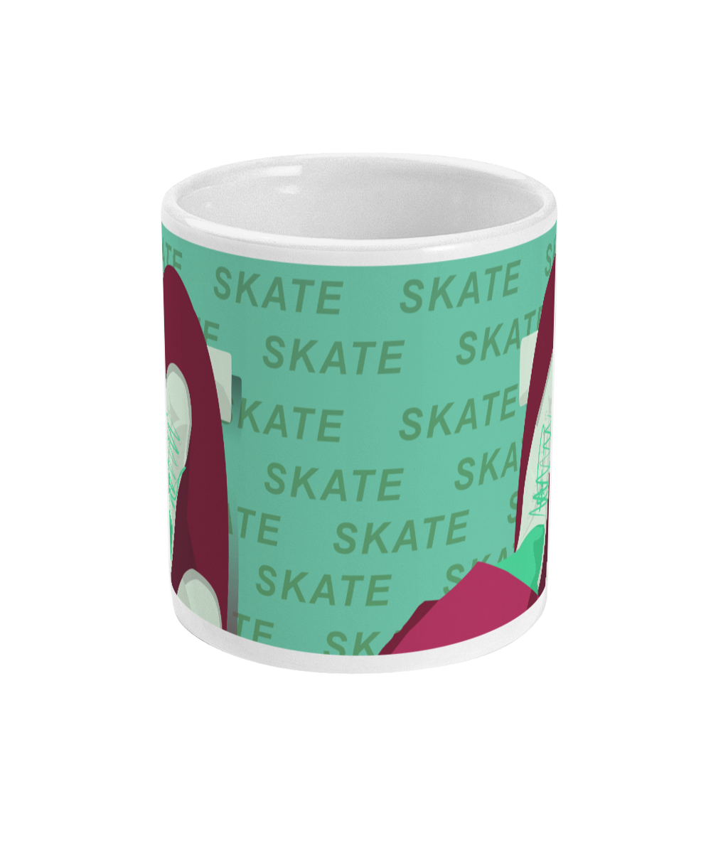 Cup or mug "skate in burgundy green" - Customizable