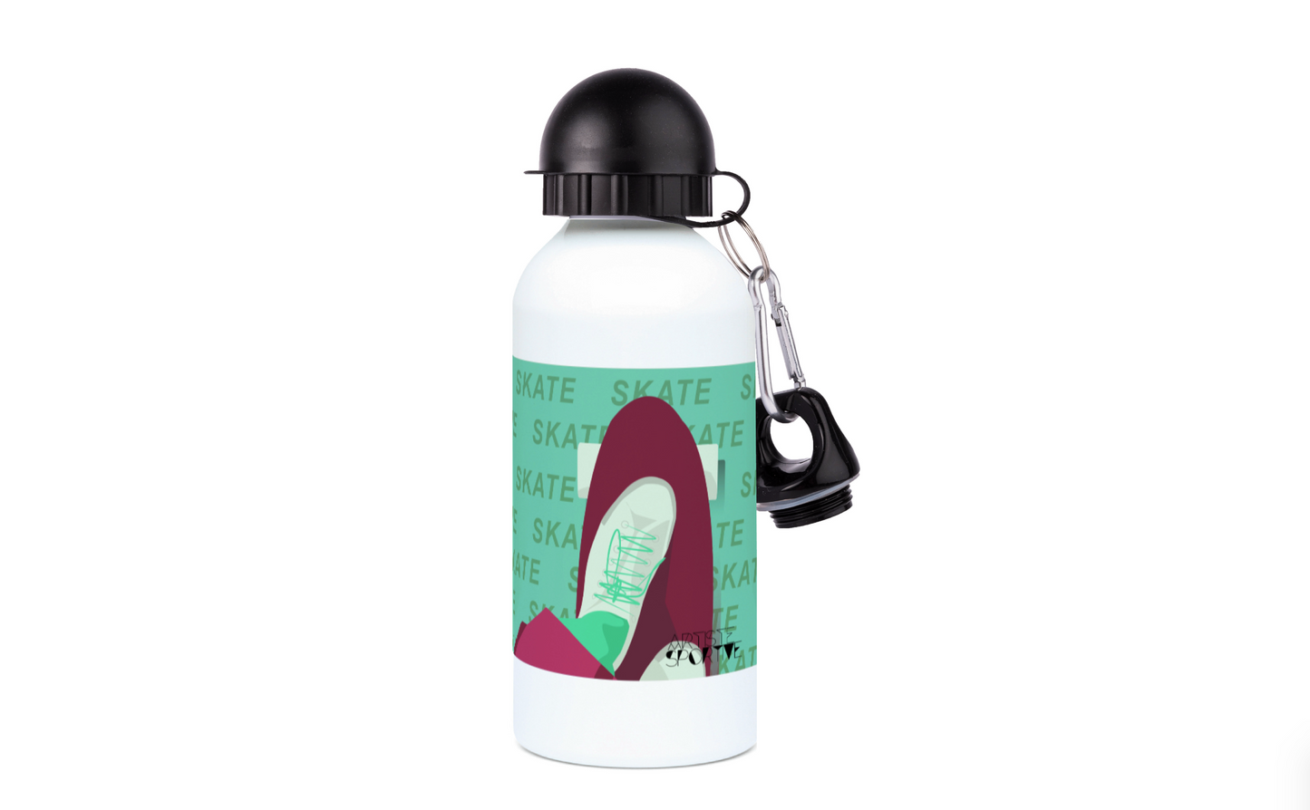 Aluminum bottle "Skate in burgundy" - Customizable